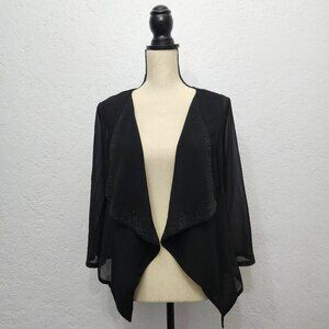 Calvin Klein Black Illusion-Sleeve Rhinestone-Accented Shrug  bolero